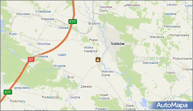 mapa Mokrsko Górne, Mokrsko Górne na mapie Targeo