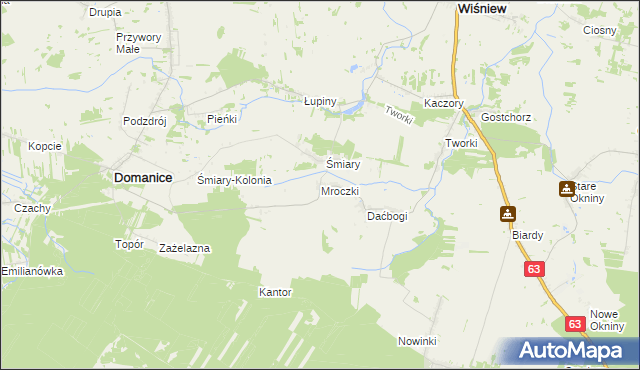 mapa Mroczki gmina Wiśniew, Mroczki gmina Wiśniew na mapie Targeo