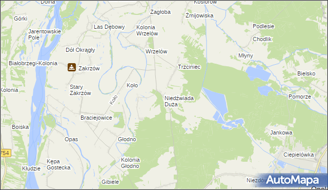 mapa Niedźwiada Duża, Niedźwiada Duża na mapie Targeo