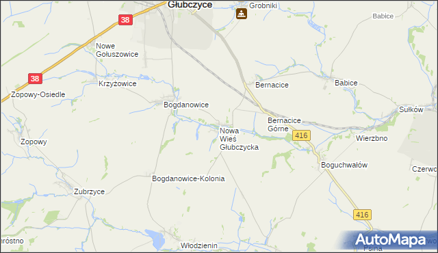 mapa Nowa Wieś Głubczycka, Nowa Wieś Głubczycka na mapie Targeo