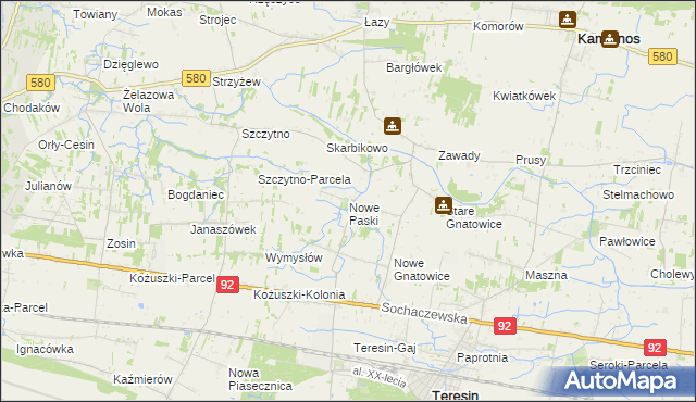 mapa Nowe Paski, Nowe Paski na mapie Targeo