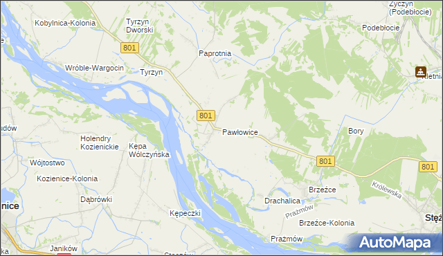mapa Pawłowice gmina Stężyca, Pawłowice gmina Stężyca na mapie Targeo