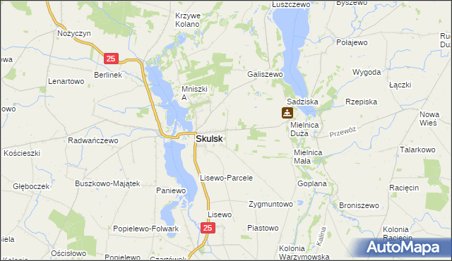 mapa Piaski gmina Skulsk, Piaski gmina Skulsk na mapie Targeo