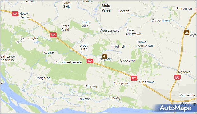 mapa Przykory gmina Mała Wieś, Przykory gmina Mała Wieś na mapie Targeo