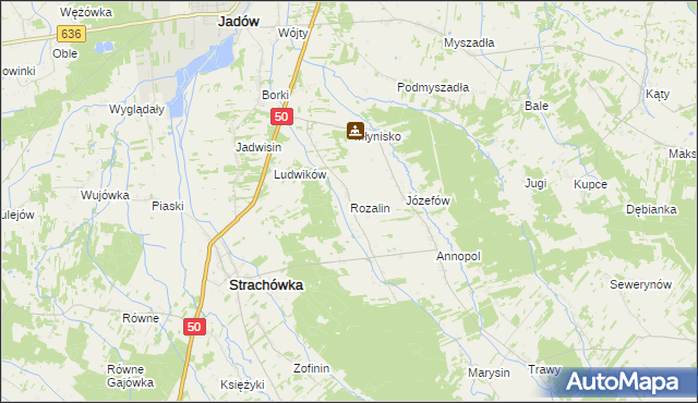 mapa Rozalin gmina Strachówka, Rozalin gmina Strachówka na mapie Targeo