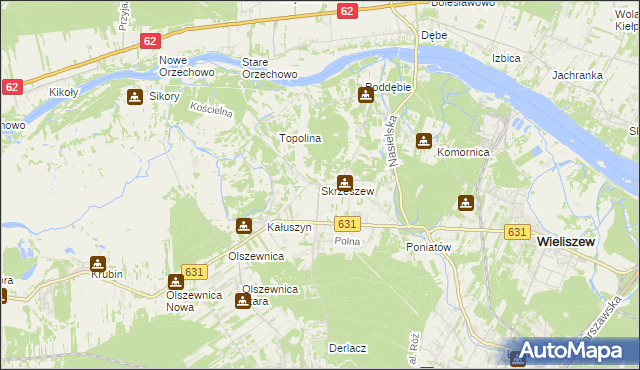 mapa Skrzeszew gmina Wieliszew, Skrzeszew gmina Wieliszew na mapie Targeo