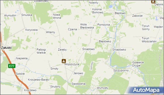 mapa Śniadowo gmina Zakroczym, Śniadowo gmina Zakroczym na mapie Targeo