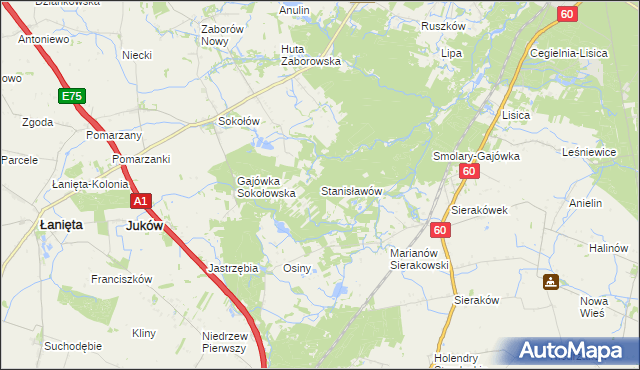 mapa Stanisławów gmina Gostynin, Stanisławów gmina Gostynin na mapie Targeo