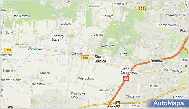 mapa Stare Babice, Stare Babice na mapie Targeo