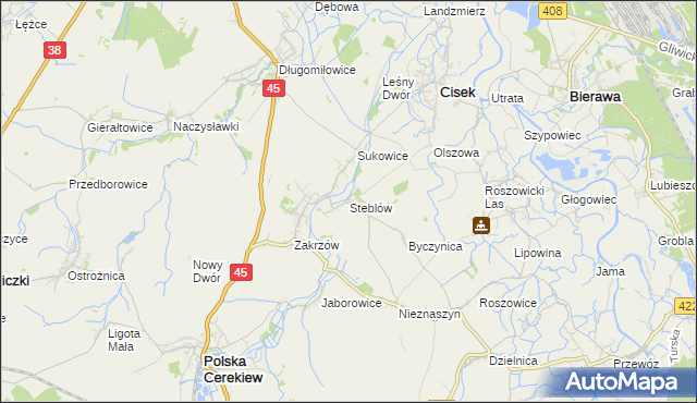 mapa Steblów gmina Cisek, Steblów gmina Cisek na mapie Targeo