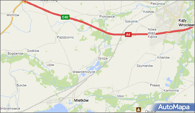 mapa Stróża gmina Mietków, Stróża gmina Mietków na mapie Targeo