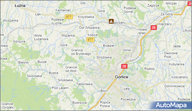 mapa Stróżówka, Stróżówka na mapie Targeo