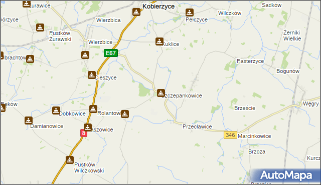 mapa Szczepankowice, Szczepankowice na mapie Targeo