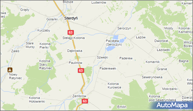 mapa Szwejki gmina Sterdyń, Szwejki gmina Sterdyń na mapie Targeo