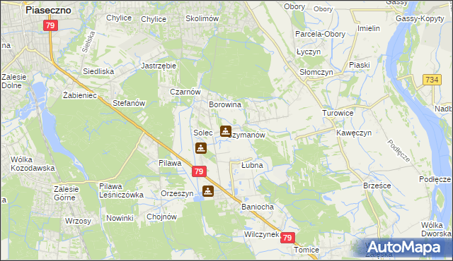 mapa Szymanów gmina Góra Kalwaria, Szymanów gmina Góra Kalwaria na mapie Targeo