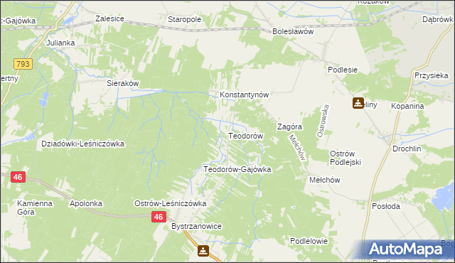 mapa Teodorów gmina Janów, Teodorów gmina Janów na mapie Targeo