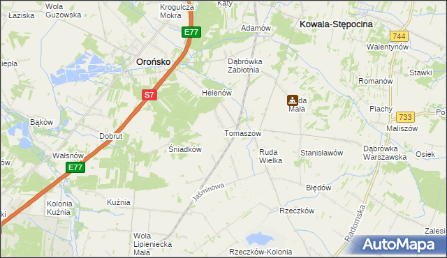 mapa Tomaszów gmina Orońsko, Tomaszów gmina Orońsko na mapie Targeo