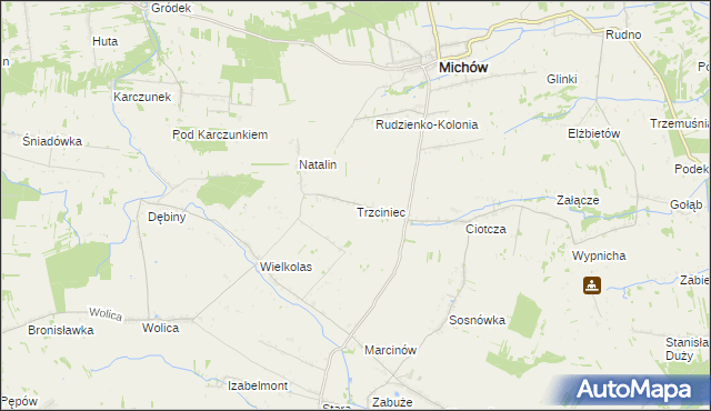 mapa Trzciniec gmina Michów, Trzciniec gmina Michów na mapie Targeo