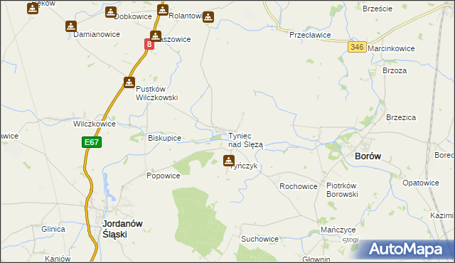 mapa Tyniec nad Ślęzą, Tyniec nad Ślęzą na mapie Targeo