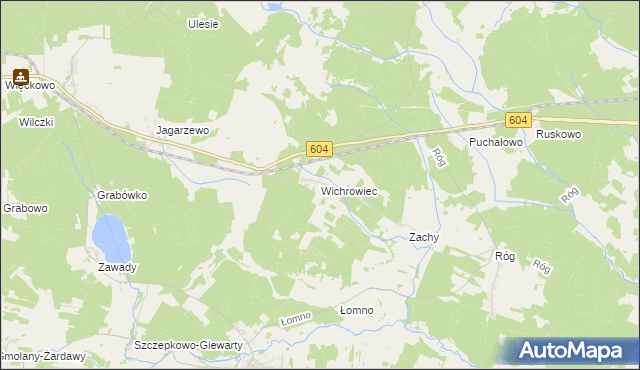 mapa Wichrowiec gmina Janowo, Wichrowiec gmina Janowo na mapie Targeo