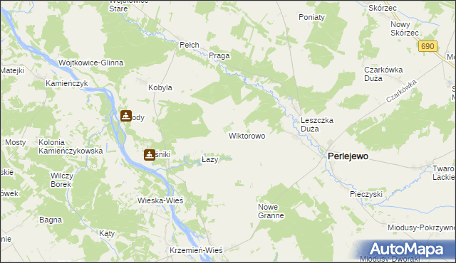 mapa Wiktorowo gmina Perlejewo, Wiktorowo gmina Perlejewo na mapie Targeo