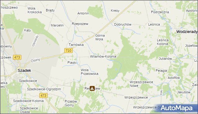 mapa Wilamów gmina Szadek, Wilamów gmina Szadek na mapie Targeo