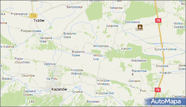 mapa Wilczy Ług, Wilczy Ług na mapie Targeo