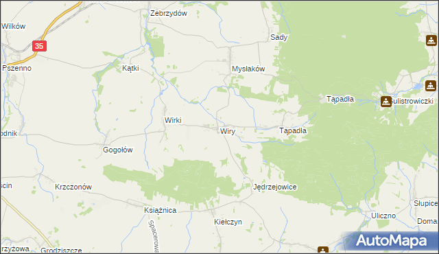 mapa Wiry gmina Marcinowice, Wiry gmina Marcinowice na mapie Targeo