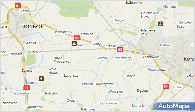 mapa Witów gmina Krośniewice, Witów gmina Krośniewice na mapie Targeo