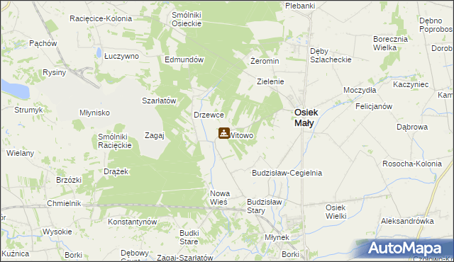 mapa Witowo gmina Osiek Mały, Witowo gmina Osiek Mały na mapie Targeo