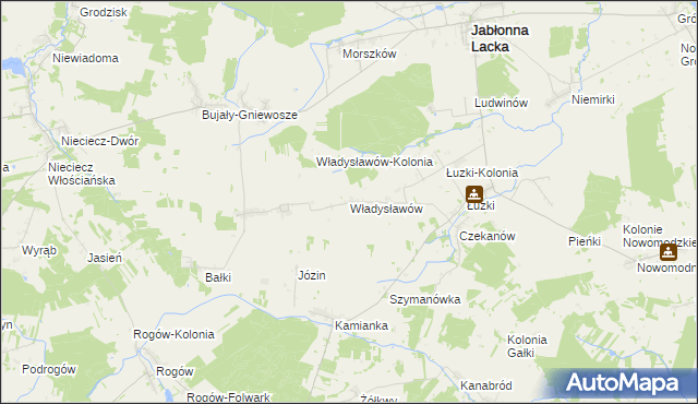 mapa Władysławów gmina Jabłonna Lacka, Władysławów gmina Jabłonna Lacka na mapie Targeo