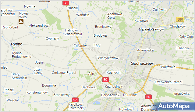 mapa Władysławów gmina Sochaczew, Władysławów gmina Sochaczew na mapie Targeo