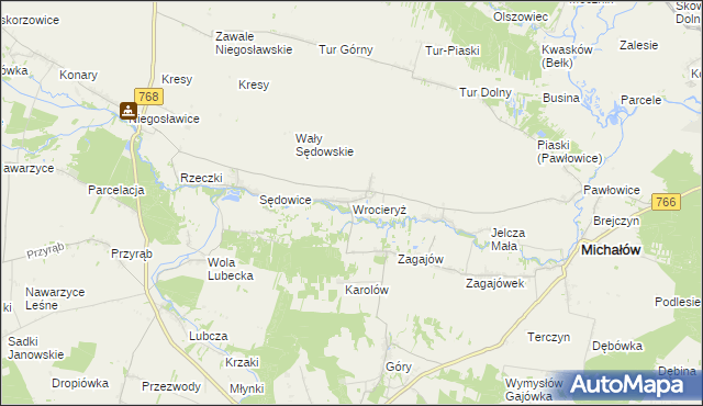 mapa Wrocieryż, Wrocieryż na mapie Targeo