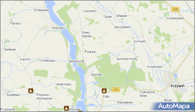 mapa Wymysłowo gmina Krzywiń, Wymysłowo gmina Krzywiń na mapie Targeo