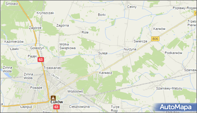 mapa Zabrodzie gmina Łuków, Zabrodzie gmina Łuków na mapie Targeo