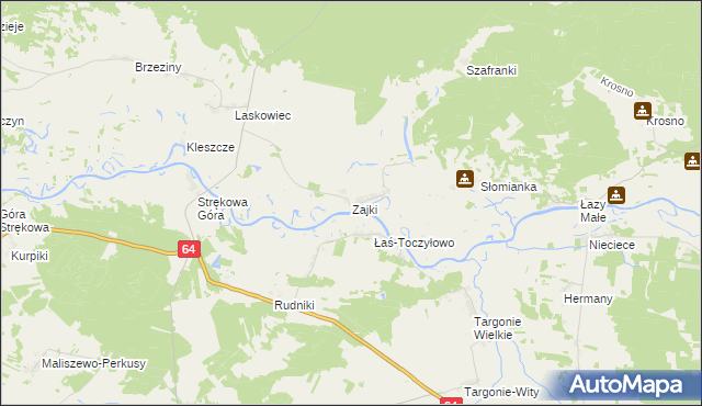 mapa Zajki, Zajki na mapie Targeo