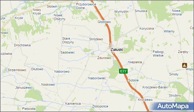 mapa Zdunowo gmina Załuski, Zdunowo gmina Załuski na mapie Targeo