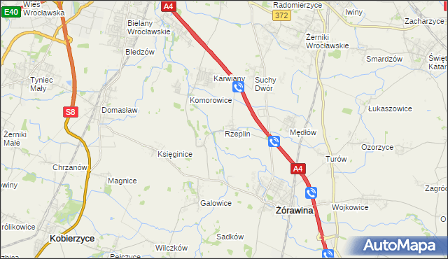 mapa Rzeplin gmina Żórawina, Rzeplin gmina Żórawina na mapie Targeo