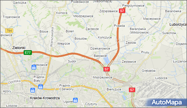 mapa Batowice, Batowice na mapie Targeo