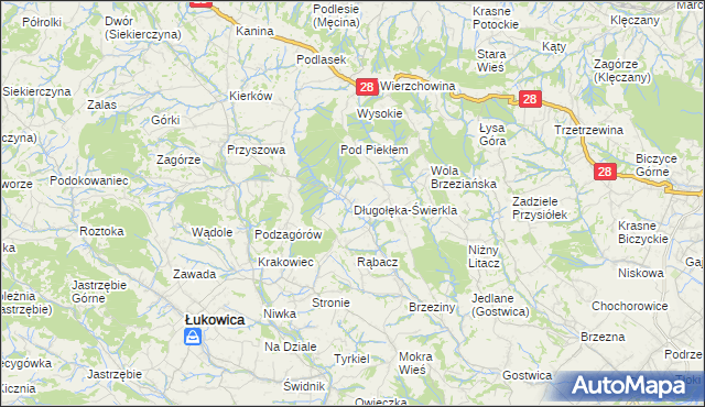 mapa Długołęka-Świerkla, Długołęka-Świerkla na mapie Targeo