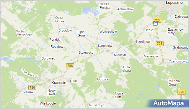 mapa Jakubów gmina Krasocin, Jakubów gmina Krasocin na mapie Targeo