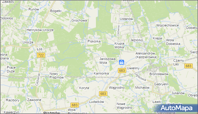 mapa Jaroszowa Wola, Jaroszowa Wola na mapie Targeo