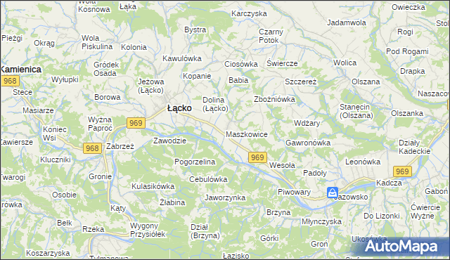 mapa Maszkowice gmina Łącko, Maszkowice gmina Łącko na mapie Targeo