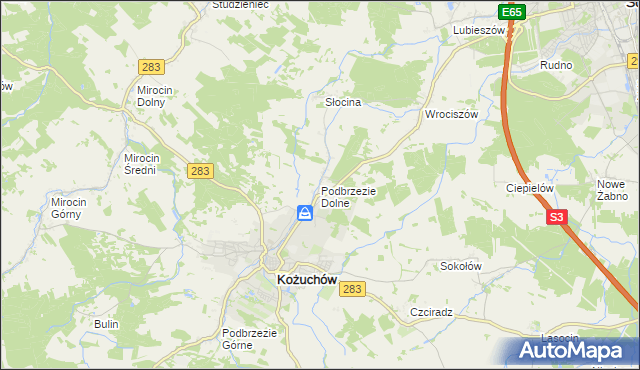 mapa Podbrzezie Dolne, Podbrzezie Dolne na mapie Targeo