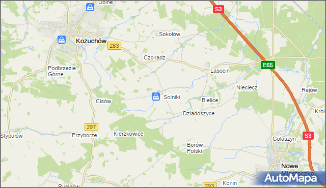 mapa Solniki gmina Kożuchów, Solniki gmina Kożuchów na mapie Targeo