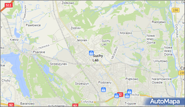 mapa Suchy Las powiat poznański, Suchy Las powiat poznański na mapie Targeo
