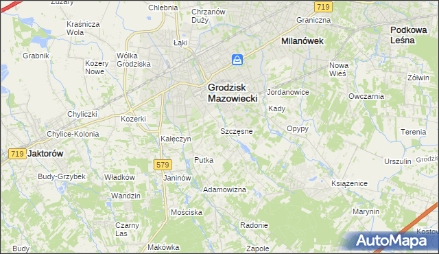 mapa Szczęsne gmina Grodzisk Mazowiecki, Szczęsne gmina Grodzisk Mazowiecki na mapie Targeo