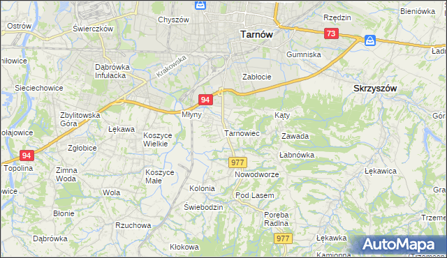 mapa Tarnowiec gmina Tarnów, Tarnowiec gmina Tarnów na mapie Targeo
