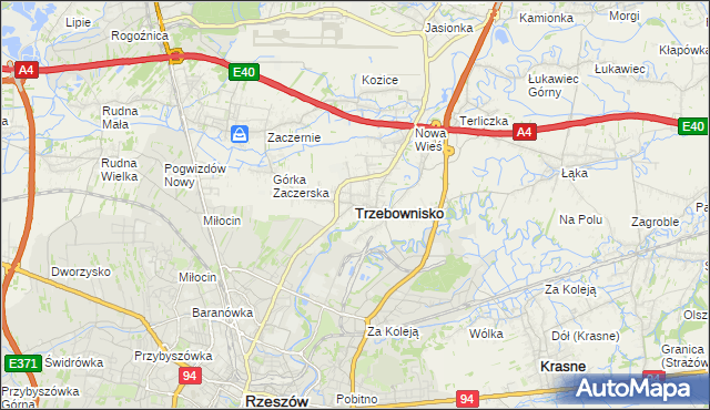 mapa Trzebownisko, Trzebownisko na mapie Targeo