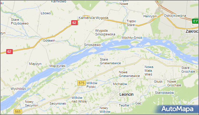 mapa Stare Gniewniewice, Stare Gniewniewice na mapie Targeo